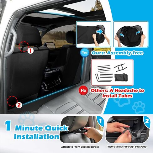 Dog Car Barrier Behind Front Seat, 52.4" Wide Car Pet Barrier One-Piece Design, Dog Car Divider Back Seat Barrier for Midsized Pickup, Midsized Car and SUV in Saudi Arabia