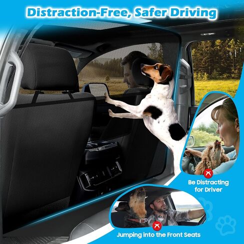 Dog Car Barrier Behind Front Seat, 52.4" Wide Car Pet Barrier One-Piece Design, Dog Car Divider Back Seat Barrier for Midsized Pickup, Midsized Car and SUV in Saudi Arabia