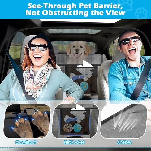 Dog Car Barrier Behind Front Seat, 52.4" Wide Car Pet Barrier One-Piece Design, Dog Car Divider Back Seat Barrier for Midsized Pickup, Midsized Car and SUV in Saudi Arabia