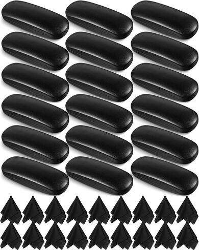 18 Pieces Hard Shell Sunglasses Case Eyeglasses Cases Pocket Glasses Box with Cleaning Cloth for Men Women Reading Travel, Black, Blue, Brown in Kuwait