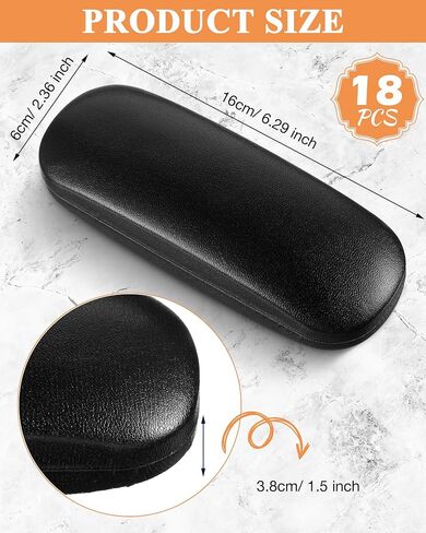 18 Pieces Hard Shell Sunglasses Case Eyeglasses Cases Pocket Glasses Box with Cleaning Cloth for Men Women Reading Travel, Black, Blue, Brown in Kuwait