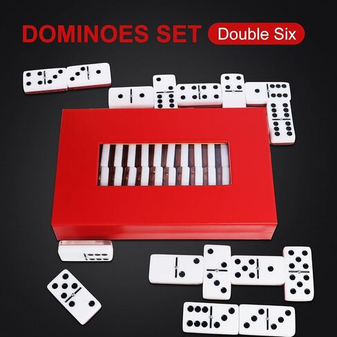 Double Six Standard Dominos Set 28 Tiles – Dominos Set Games for Adults, Classic Numbers Table Games, Family Travel Dominos Games Night Ideal for 2-4 Players (Pink) in Saudi Arabia