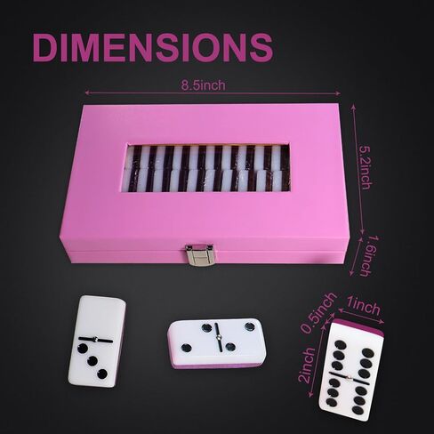 Double Six Standard Dominos Set 28 Tiles – Dominos Set Games for Adults, Classic Numbers Table Games, Family Travel Dominos Games Night Ideal for 2-4 Players (Pink) in Saudi Arabia