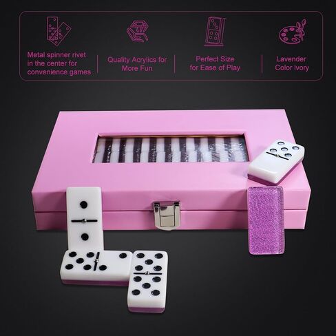 Double Six Standard Dominos Set 28 Tiles – Dominos Set Games for Adults, Classic Numbers Table Games, Family Travel Dominos Games Night Ideal for 2-4 Players (Pink) in Saudi Arabia