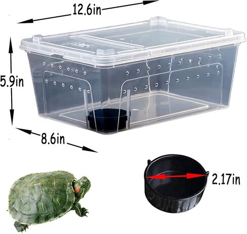 Hamiledyi 2PCS Reptile Feeding Box Snake Breeding Box Transparent Animal Habitat Cage Portable Plastic Turtle Transport Container for Bearded Dragon Lizard Spider Frog Scorpion Gecko 12.6 x 8.6 x 5.9 in Saudi Arabia