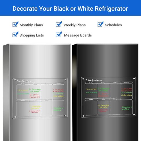 Monthly Magnetic Acrylic Calendar for Fridge, 16"x12" Meal Planner for Fridge Magnet Calendar Includes 3 Markers and Magnetic Eraser Dry Erase Calendar for Fridge Clear Acrylic Calendar in Saudi Arabia