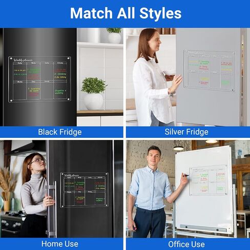 Monthly Magnetic Acrylic Calendar for Fridge, 16"x12" Meal Planner for Fridge Magnet Calendar Includes 3 Markers and Magnetic Eraser Dry Erase Calendar for Fridge Clear Acrylic Calendar in Saudi Arabia