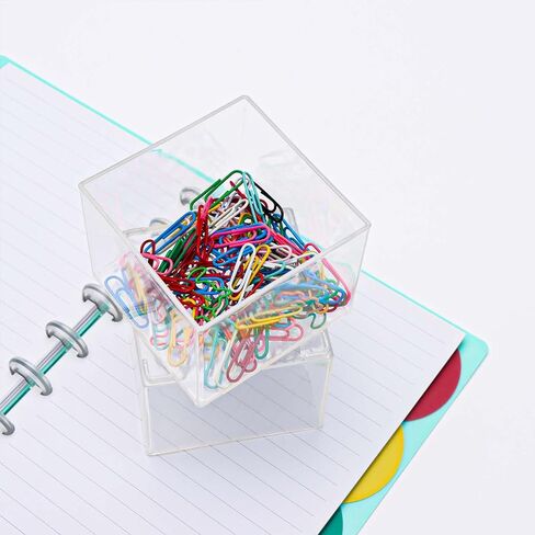 NatSumeBasics 2 Clear Paper Clip Holder Acrylic Desk Organizer Sticky Note Business Card Holder Storage for Home Office Combination Accessories (Clear, Small) in Kuwait