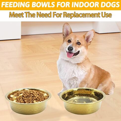 kathson 3pcs Premium Stainless Steel Dog Bowls, Hammered Thickened Metal Dog Bowl Feeding or Water Bowls for Small/Meidum/Large Sized Dogs&Cats Stackable Metal Cat Bowl Dishwasher Safe 8.7 Dia. in Saudi Arabia