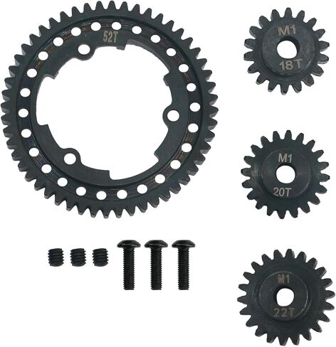 54T 1 Mod Hardened Steel Spur Gear with 18T+20T+22T Motor Pinion Gear for Traxxas 1/5 X-Maxx 1/7 XO-1 1/10 Maxx 1/10 E-REVO 2.0 VXL, Replace 6447 (54T) in Saudi Arabia