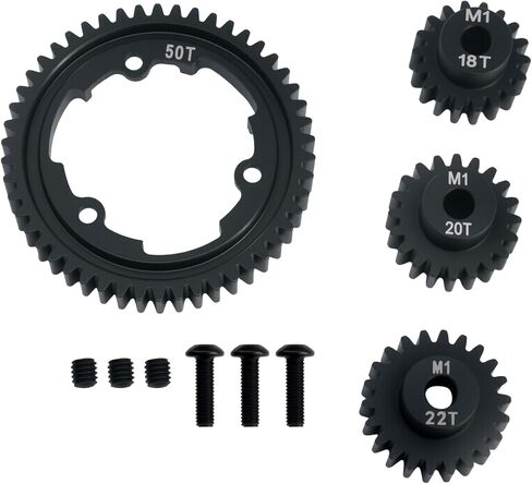 54T 1 Mod Hardened Steel Spur Gear with 18T+20T+22T Motor Pinion Gear for Traxxas 1/5 X-Maxx 1/7 XO-1 1/10 Maxx 1/10 E-REVO 2.0 VXL, Replace 6447 (54T) in Saudi Arabia