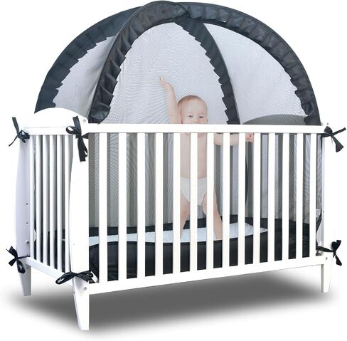 Baby Crib Tent, Crib Tent to Keep Baby from Climbing Out, Durable Strong Self-Locking Zippers, Pop Up Crib Cover Safety Netting Mesh, Mosquito Net for Crib, White Crib Net to Keep Baby in in Saudi Arabia