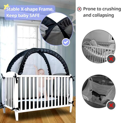 Baby Crib Tent, Crib Tent to Keep Baby from Climbing Out, Durable Strong Self-Locking Zippers, Pop Up Crib Cover Safety Netting Mesh, Mosquito Net for Crib, White Crib Net to Keep Baby in in Saudi Arabia