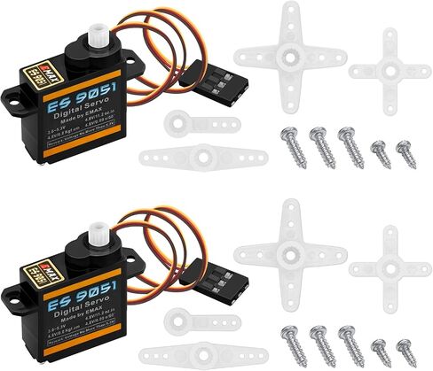 HAWK'S WORK 4 Pcs 4.8G Servo, Micro Digital Servo for Robot Arm RC Plane Helicopter Car Boat, Coreless Motor Mini Servo for STEM & Raspberry Pi Project (Emax ES 9051 II) in Saudi Arabia