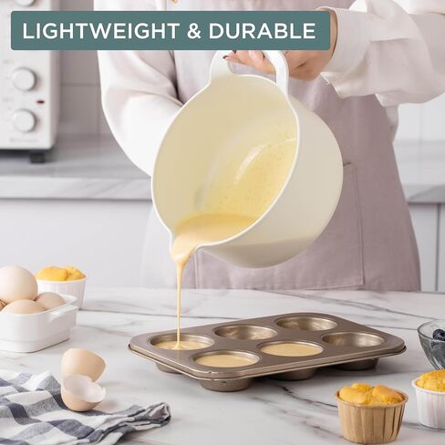 COOK WITH COLOR Nesting Plastic Mixing Bowl Set with Pour Spouts and Handles, Sage, 6 Piece Non-Slip in Saudi Arabia