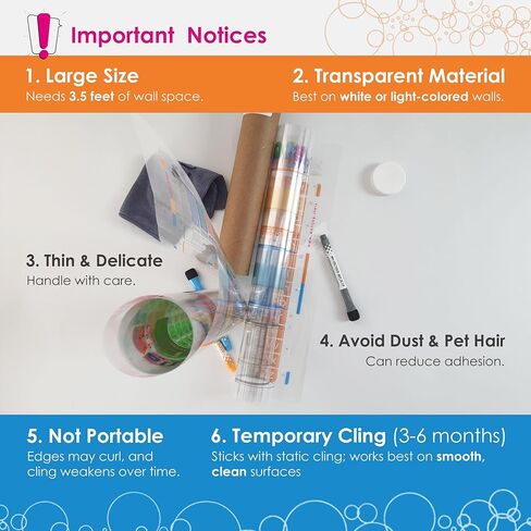 Large Dry Erase Activities Coloring Poster, 16x54, Faded Background with Transparent Coloring Areas, Adhesive-Free Whiteboard Sheet for Kids, Sticks to Any Smooth Surface, Includes 6 Markers in Kuwait