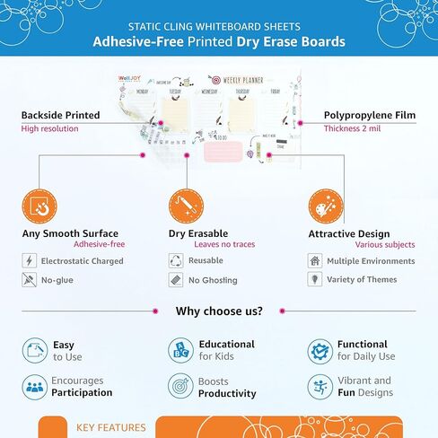 Large Dry Erase Activities Coloring Poster, 16x54, Faded Background with Transparent Coloring Areas, Adhesive-Free Whiteboard Sheet for Kids, Sticks to Any Smooth Surface, Includes 6 Markers in Kuwait