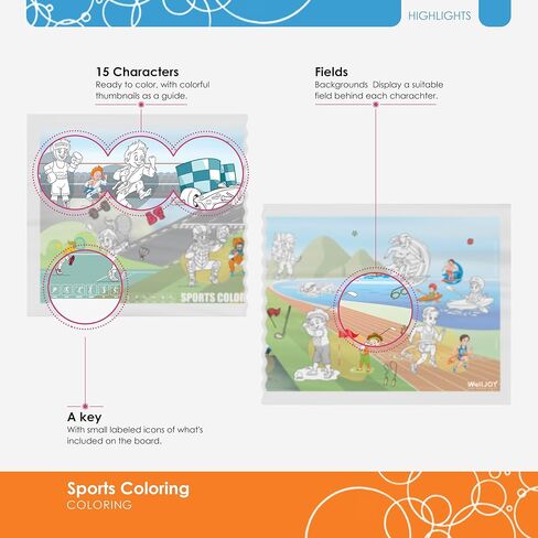 Large Dry Erase Activities Coloring Poster, 16x54, Faded Background with Transparent Coloring Areas, Adhesive-Free Whiteboard Sheet for Kids, Sticks to Any Smooth Surface, Includes 6 Markers in Kuwait