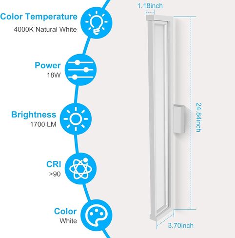 24.8 Inch Bathroom Lighting Fixtures Over Mirror, LED Bathroom Light Fixtures Modern Vanity Lights for Mirror, 18W Rotatable Vanity Light Wall Sconce Natural White 4000K in Saudi Arabia