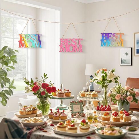 20 Pcs Mother's Day Unfinished Wood Crafts, DIY Best MOM Wood Cutouts Mother's Day Wooden Letter Ornaments Tags, Best MOM Crafts for Kids Painting Mom's Birthday Party Gifts (Best MOM) in Kuwait