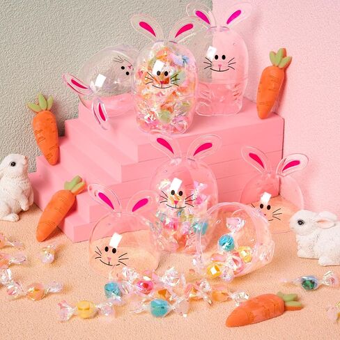 JOYIN 12 Pcs 3.7" Plastic Empty Carrot Shaped Easter Eggs Fillable, Clear Bright Orange Plastic Carrot Egg for Easter Hunt, Themed Party, Basket Stuffers, Toys Filling Treats in Saudi Arabia