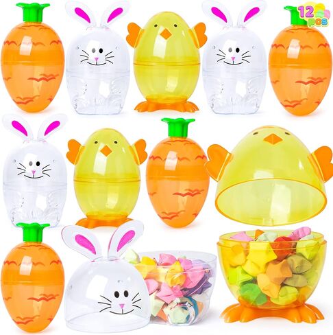 Joyin 12 pcs 3.7 "البلاستيك بيض عيد الفصح على شكل جزر على شكل جزر ، قابلة للملء ، وبيض الجزرة البلاستيكية البرتقالية الساطعة الصافية لصيد عيد الفصح ، وحفلات تحت عنوان ، وأشجار سلة ، وألعاب ملء علاجات in Saudi Arabia