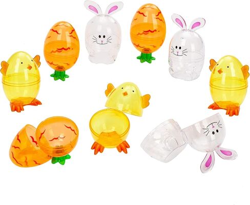 Joyin 12 pcs 3.7 "البلاستيك بيض عيد الفصح على شكل جزر على شكل جزر ، قابلة للملء ، وبيض الجزرة البلاستيكية البرتقالية الساطعة الصافية لصيد عيد الفصح ، وحفلات تحت عنوان ، وأشجار سلة ، وألعاب ملء علاجات in Saudi Arabia