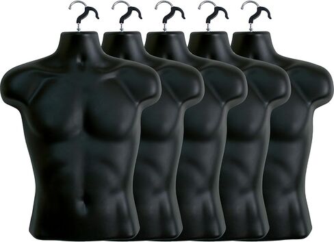 5 Pack Male Mannequin Torso, Dress Form Tshirt Display Countertop Hollow Back Body S-M Clothing Sizes (Black) in Saudi Arabia