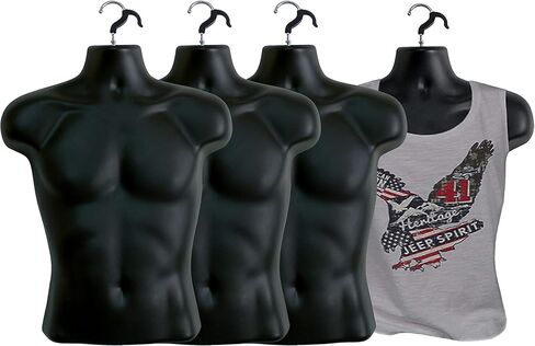 5 Pack Male Mannequin Torso, Dress Form Tshirt Display Countertop Hollow Back Body S-M Clothing Sizes (Black) in Saudi Arabia
