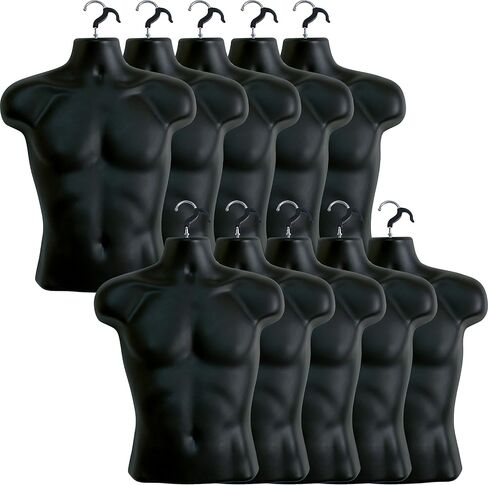 5 Pack Male Mannequin Torso, Dress Form Tshirt Display Countertop Hollow Back Body S-M Clothing Sizes (Black) in Saudi Arabia