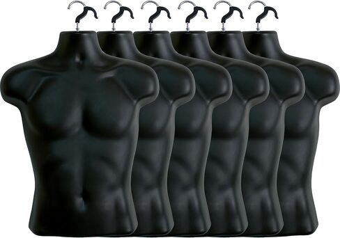 5 Pack Male Mannequin Torso, Dress Form Tshirt Display Countertop Hollow Back Body S-M Clothing Sizes (Black) in Saudi Arabia