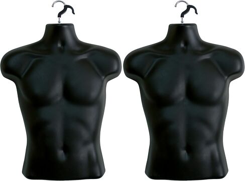 5 Pack Male Mannequin Torso, Dress Form Tshirt Display Countertop Hollow Back Body S-M Clothing Sizes (Black) in Saudi Arabia