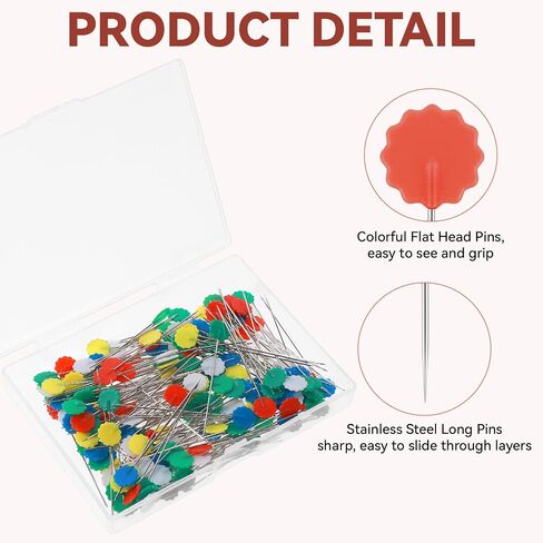 200Pcs Flat Head Pins, Flat Head Straight Pins with Multicolor Flower Head Sewing Pins Long 2.12 Inch Quilting Pins for Sewing Project DIY Dressmaker Fabric Craft Jewelry Decoration in Saudi Arabia