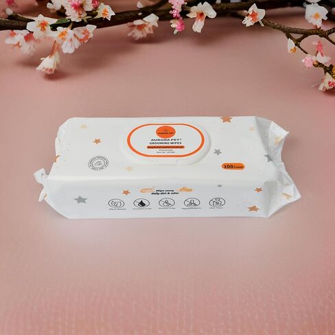 Aurora Pet Wipes – 100% Natural, Plant-Based Hypoallergenic Grooming Wipes for Dogs & Cats – Extra-Durable, Large & Thick for Effortless Cleaning (Combo Pack, 200 Count) in Kuwait