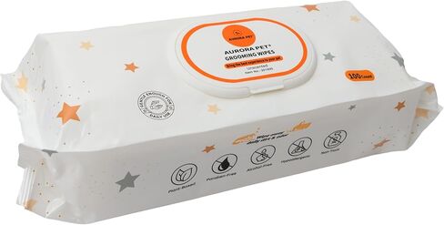 Aurora Pet Wipes – 100% Natural, Plant-Based Hypoallergenic Grooming Wipes for Dogs & Cats – Extra-Durable, Large & Thick for Effortless Cleaning (Combo Pack, 200 Count) in Kuwait