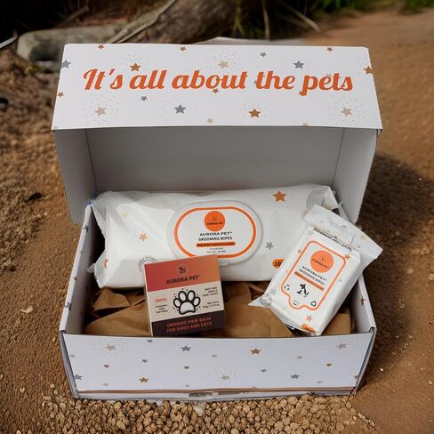 Aurora Pet Wipes – 100% Natural, Plant-Based Hypoallergenic Grooming Wipes for Dogs & Cats – Extra-Durable, Large & Thick for Effortless Cleaning (Combo Pack, 200 Count) in Kuwait