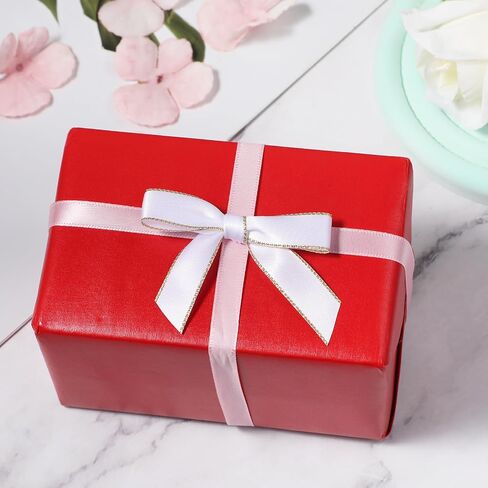 50Pcs Pink Bows for Crafts, Twist Tie Bows Mini DIY Satin Ribbon Bow Pre-Tied Gift Bows with Gold Edge for Gift Wrap Bags Party Favors Baked Goods Cookies Bridal Shower Halloween Party (Pink) in Saudi Arabia