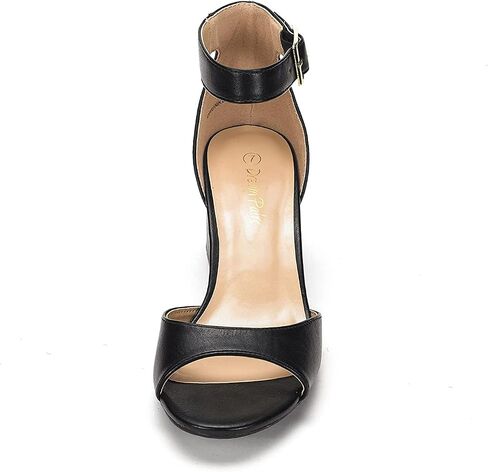 DREAM PAIRS Women's Chunkle White Pu Low Heel Pump Sandals Ankle Strap Dress Shoes - 7.5 M US in Saudi Arabia