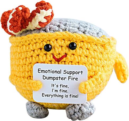 GL-Turelifes Handmade Emotional Support Crochet Dumpster Fire with Positive Card, Positive Support Cute Knitted Toys Funny Crochet Support Buddies Gifts for Friends (Red+Green+Yellow) in Saudi Arabia