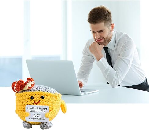 GL-Turelifes Handmade Emotional Support Crochet Dumpster Fire with Positive Card, Positive Support Cute Knitted Toys Funny Crochet Support Buddies Gifts for Friends (Red+Green+Yellow) in Saudi Arabia