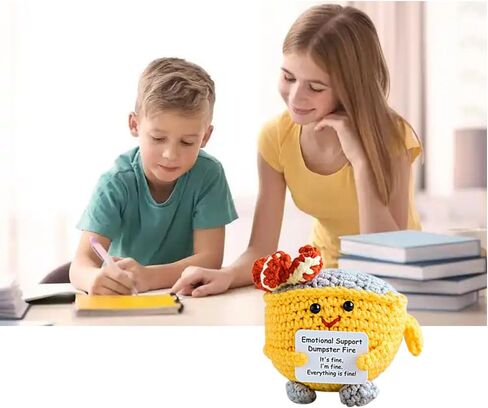 GL-Turelifes Handmade Emotional Support Crochet Dumpster Fire with Positive Card, Positive Support Cute Knitted Toys Funny Crochet Support Buddies Gifts for Friends (Red+Green+Yellow) in Saudi Arabia