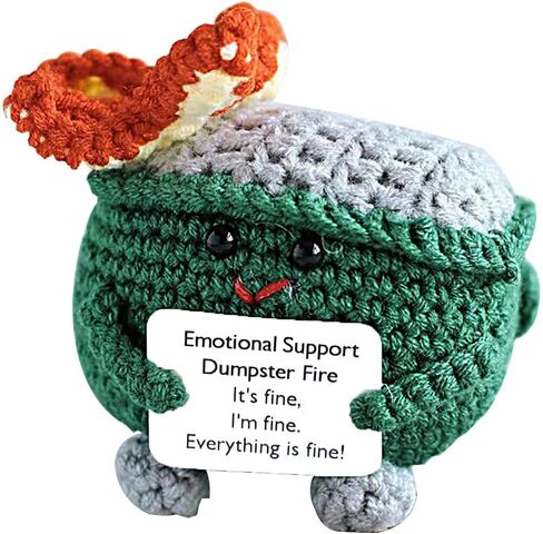 GL-Turelifes Handmade Emotional Support Crochet Dumpster Fire with Positive Card, Positive Support Cute Knitted Toys Funny Crochet Support Buddies Gifts for Friends (Red+Green+Yellow) in Saudi Arabia