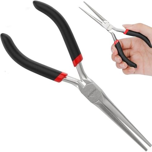 6 Inch Long Needle Nose Pliers Set 2 PCs – Heavy Duty Carbon Steel, Insulated, Non-Serrated, Long Nose Pliers with PVC Coating & Rust Proof Finish for Long Reach in Kuwait