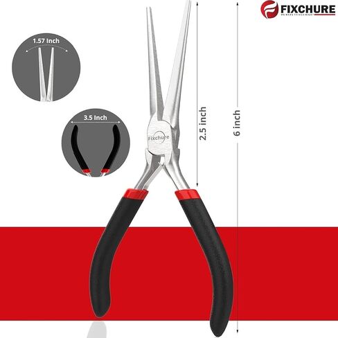 6 Inch Long Needle Nose Pliers Set 2 PCs – Heavy Duty Carbon Steel, Insulated, Non-Serrated, Long Nose Pliers with PVC Coating & Rust Proof Finish for Long Reach in Kuwait