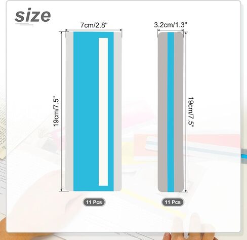 PATIKIL 22 Pcs Dyslexia Reading Tools, 2 Sizes Reading Tracker Guided Reading Strips with Transparent Strip Colored Overlay Highlight Bookmarks for Teacher, Blue in Saudi Arabia