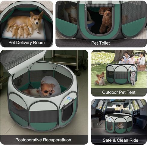 Playpen for Small Dogs Cats Crate: Puppy Play Pen Indoor Outdoor Foldable Potable Exercise Cage Pop up Kennel for Guinea Pig Rabbits Hamster Travel with Carrying Case & Food Bowl (Grey, S, 1) in Kuwait