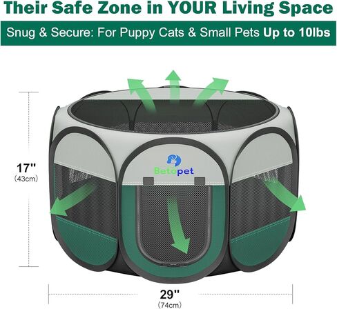 Playpen for Small Dogs Cats Crate: Puppy Play Pen Indoor Outdoor Foldable Potable Exercise Cage Pop up Kennel for Guinea Pig Rabbits Hamster Travel with Carrying Case & Food Bowl (Grey, S, 1) in Kuwait