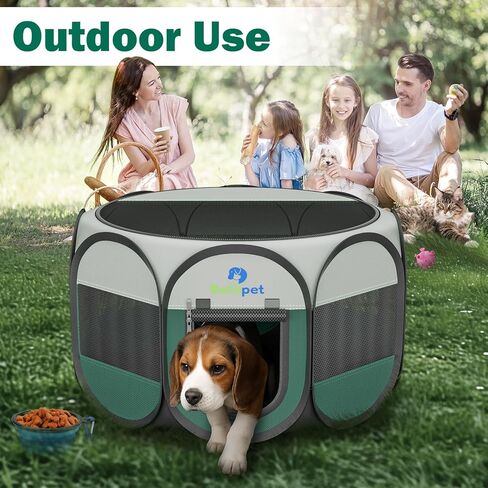 Playpen for Small Dogs Cats Crate: Puppy Play Pen Indoor Outdoor Foldable Potable Exercise Cage Pop up Kennel for Guinea Pig Rabbits Hamster Travel with Carrying Case & Food Bowl (Grey, S, 1) in Kuwait
