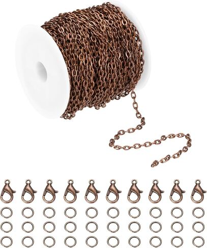 MECCANIXITY 39ft Gold Chain for Jewelry Making,White Paper Clip Necklace Chains Bulk with Jump Rings and Lobster Clasps for Bracelet DIY Crafts-0.12 inch in Saudi Arabia