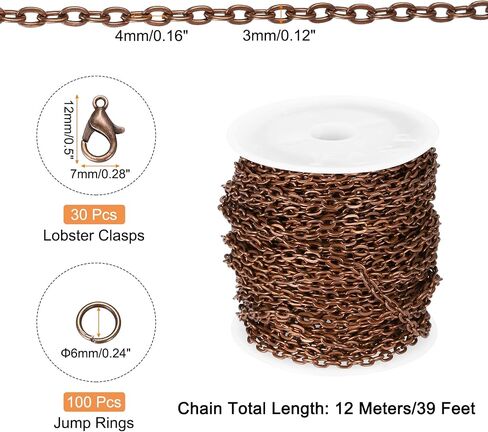 MECCANIXITY 39ft Gold Chain for Jewelry Making,White Paper Clip Necklace Chains Bulk with Jump Rings and Lobster Clasps for Bracelet DIY Crafts-0.12 inch in Saudi Arabia